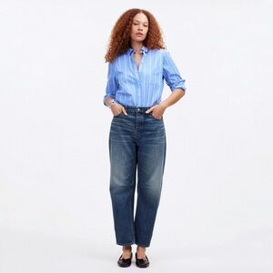 Madewell The Darted Barrel Leg Relaxed Jean High Waist Rigid Denim Irmo Wash 32